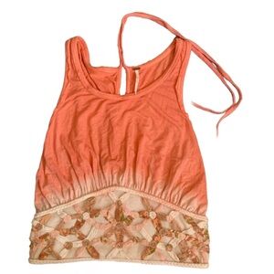Free People Embellished Coral Crop Top